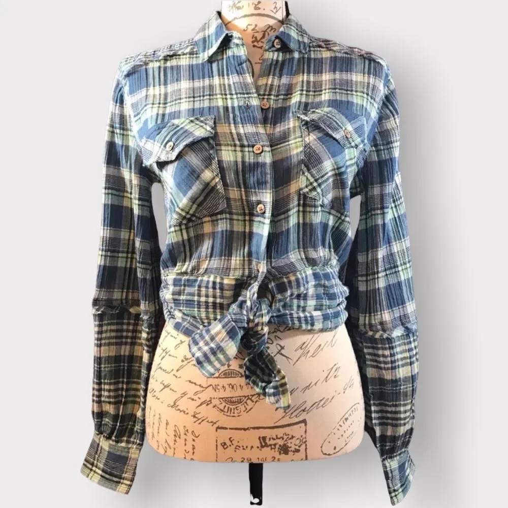 We The Free by Free People, First Bloom Plaid Top, Size XS - Picture 2 of 14